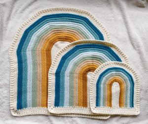 Crochet Rainbow Blanket // Ocean // Small Lovey Blanket Size