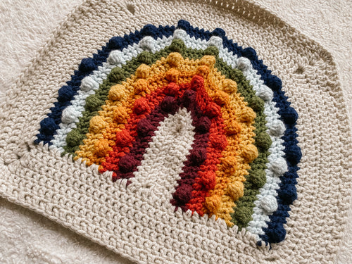 Crochet Rainbow Bobble Blanket // Burnt // Lovey Blanket Size