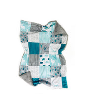 Load image into Gallery viewer, “Little Man” Blue/Grey Woodland Deer Faux Quilt Minky Blanket - Baby Blanket Size