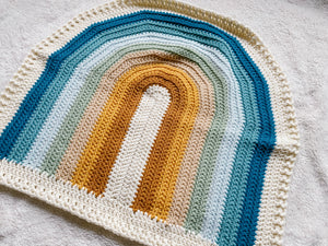 Crochet Rainbow Blanket // Ocean // Large Lovey Blanket Size