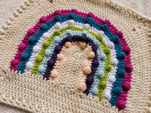 Crochet Rainbow Bobble Blanket // Jewels // Lovey Blanket Size