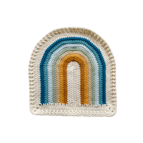Crochet Rainbow Blanket // Ocean // Small Lovey Blanket Size
