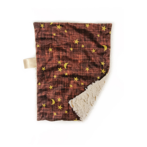 Copper Linen Stars Minky Blanket // Small Lovey Size