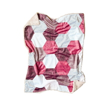 Load image into Gallery viewer, SALE // Plum Hexagon Faux Quilt Minky Blanket // Baby Blanket Size