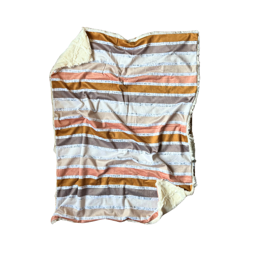Peach/Copper Linen Stripes Minky Blanket // Baby Blanket Size