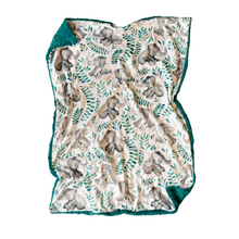 Load image into Gallery viewer, Watercolour Elephants Minky Blanket // Baby Blanket Size