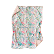 Load image into Gallery viewer, Blue/Pink Floral Watercolour Minky Blanket // Baby Blanket Size