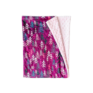 Fuchsia Pink Solitude Forest Minky Blanket // Baby Blanket Size
