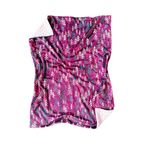 Fuchsia Pink Solitude Forest Minky Blanket // Baby Blanket Size