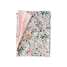 Load image into Gallery viewer, Light Blue Fable Floral Minky Blanket // Baby Blanket Size