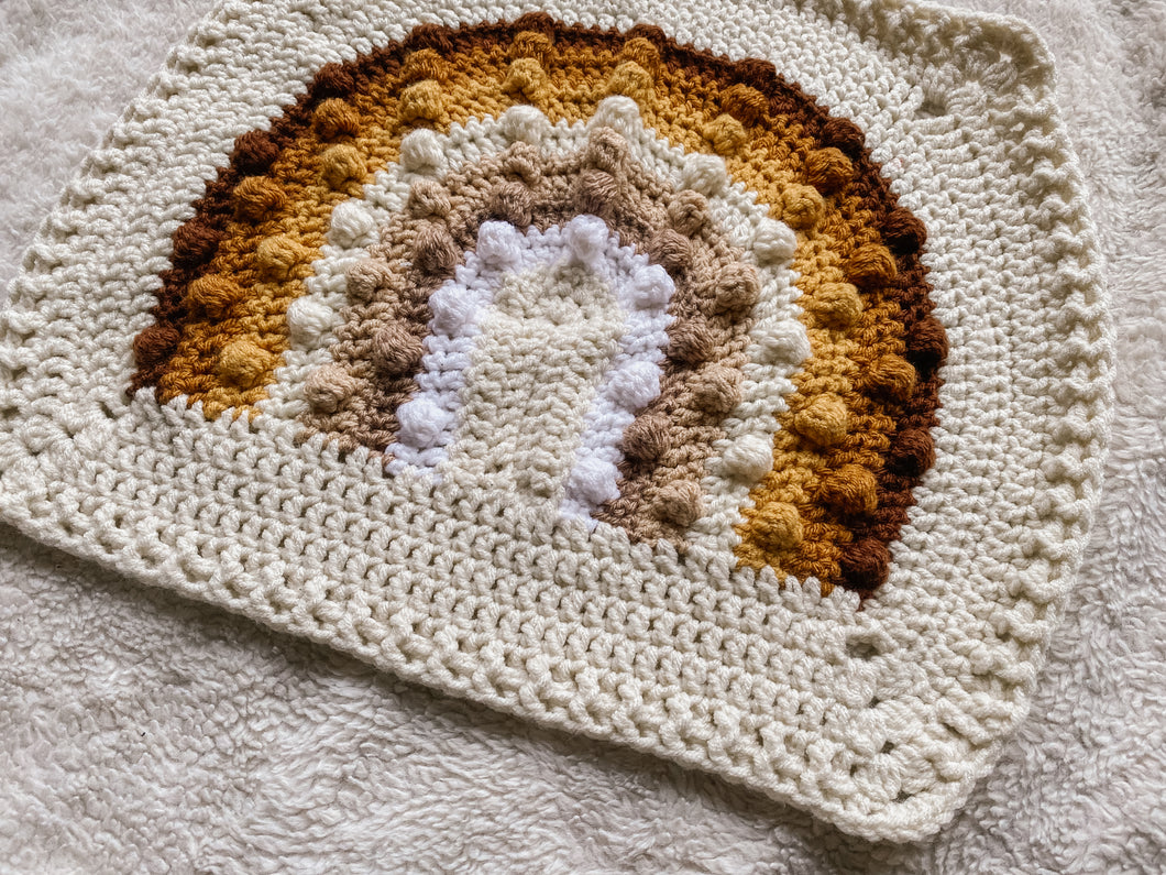 Crochet Rainbow Bobble Blanket // Golden // Lovey Blanket Size