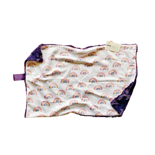 SALE // Purple Rainbows Minky Blanket // Large Lovey Size