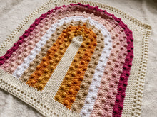 Load image into Gallery viewer, Crochet Rainbow Bobble Blanket // Sunset // Baby Blanket Size