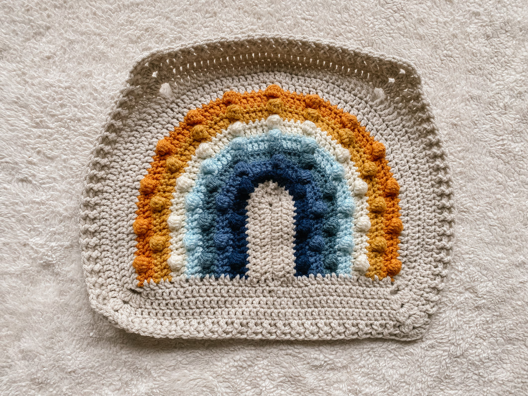 Crochet Rainbow Bobble Blanket // Sunrise // Lovey Blanket Size