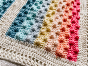 Crochet Rainbow Bobble Blanket // Pastels // Baby Blanket Size
