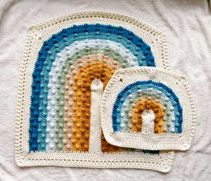 Crochet Rainbow Bobble Blanket // Ocean // Lovey Blanket Size