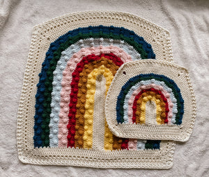 Crochet Rainbow Bobble Blanket // Summer // Lovey Blanket Size