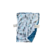 Load image into Gallery viewer, Grey/Blue &quot;Solitude&quot; Trees Minky Blanket // Small Lovey Size