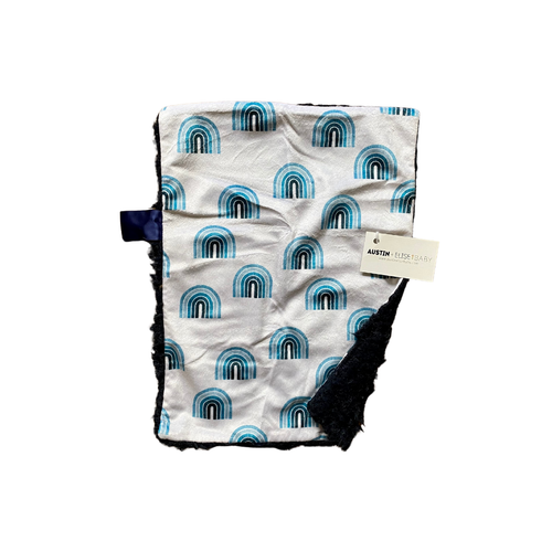 Blue Rainbows Minky Blanket // Small Lovey Size