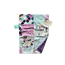 Load image into Gallery viewer, SALE // Purple/Mint Mermaid FAUX QUILT Minky Blanket // Small Lovey Size