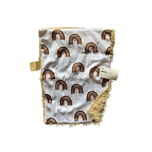 Copper/Cinnamon/Tan Watercolour Rainbows Minky Blanket - Small Lovey Size