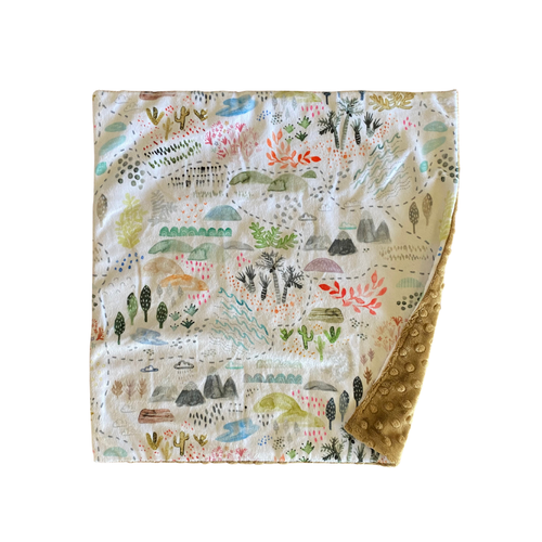 Watercolour Woodland Map Minky Blanket // Small Square Lovey Size