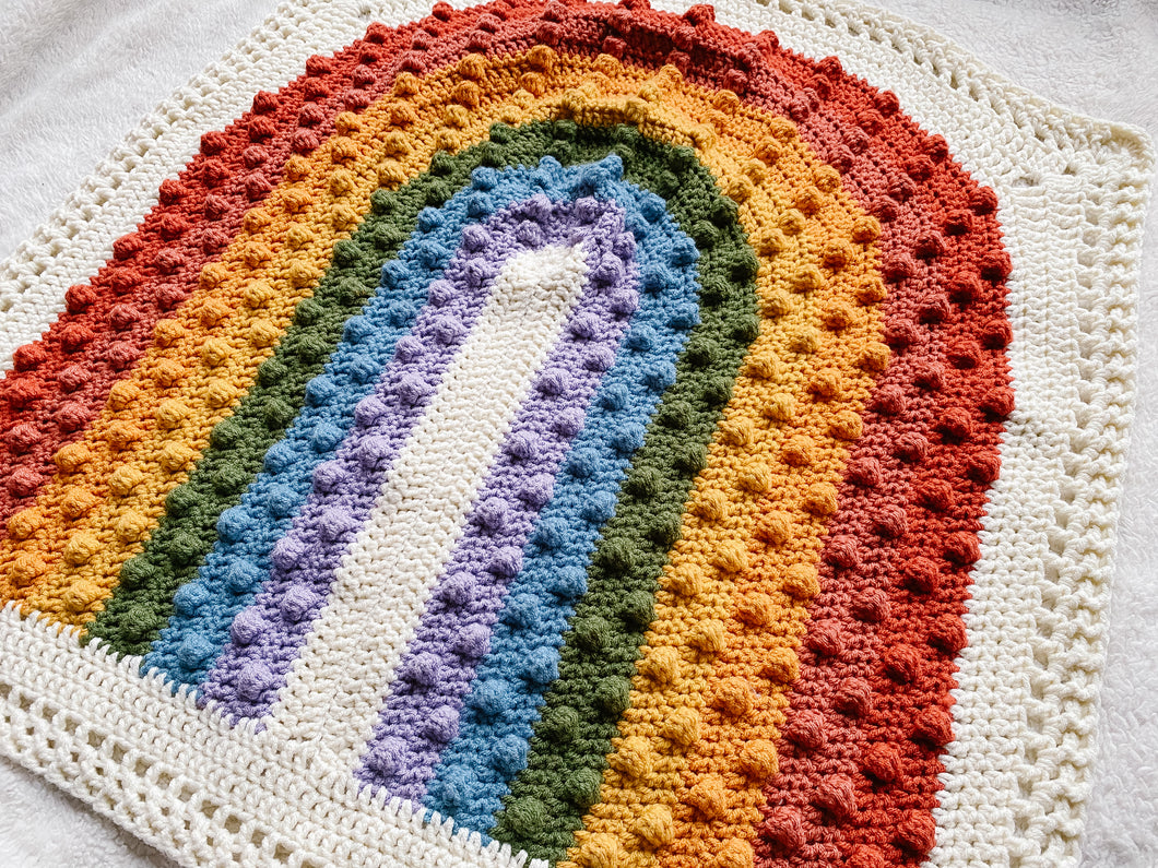 Crochet Rainbow Bobble Blanket // Classic // Baby Blanket Size