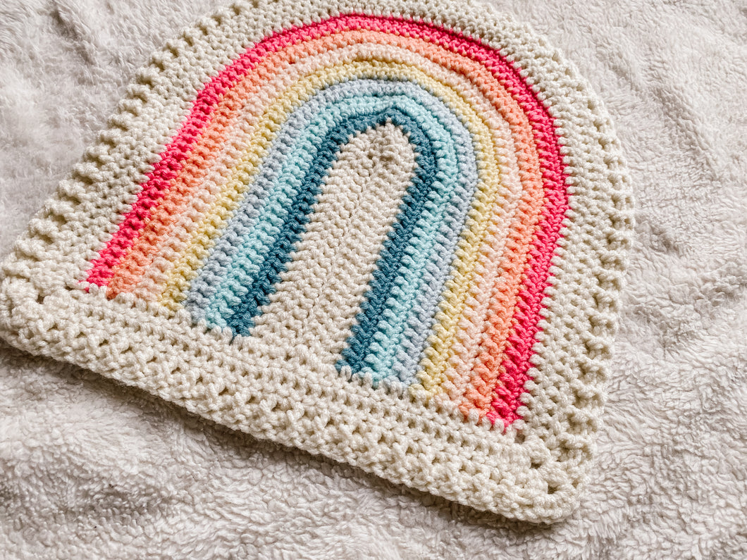 Crochet Rainbow Blanket // Pastels // Small Lovey Blanket Size