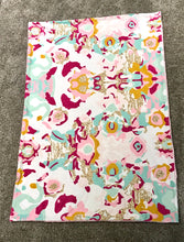Load image into Gallery viewer, SALE // Pink and Aqua Abstract Minky Blanket // Child Blanket Size