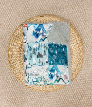 Load image into Gallery viewer, Blue/Grey Mountains FAUX QUILT Minky Blanket // Baby Blanket Size