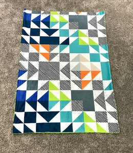 SALE // Green and Blue Triangle Puzzlecloth Minky Blanket // Child Blanket Size