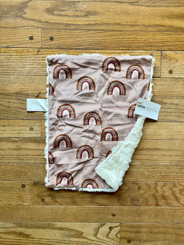 Copper/Cinnamon/Tan Watercolour Rainbows Minky Blanket // Small Lovey Size