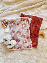 Load image into Gallery viewer, Copper/Cinnamon/Tan Watercolour Rainbows Minky Blanket // Small Lovey Size
