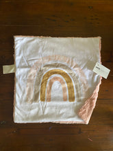 Load image into Gallery viewer, Blush/Gold Neutral Rainbow Minky Blanket // Small Square Lovey Size