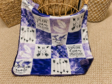 Load image into Gallery viewer, Purple &quot;Adventure Awaits&quot; FAUX QUILT Minky Blanket - Baby Blanket Size