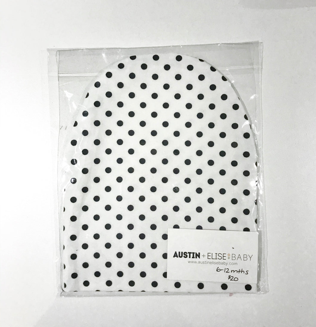SALE // Slouch Beanies // White with Black Dots Knit 6-12 Months
