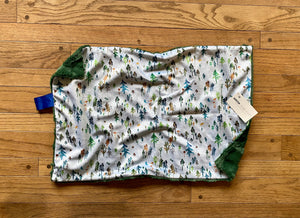 Blue/Green Trees in the Forest Minky Blanket // Large Lovey Size