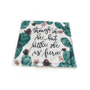 SALE // "Though She Be But Little She is Fierce" Cactus Minky Blanket // Baby Blanket Size (Square)