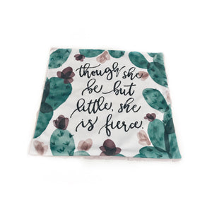 SALE // "Though She Be But Little She is Fierce" Cactus Minky Blanket // Baby Blanket Size