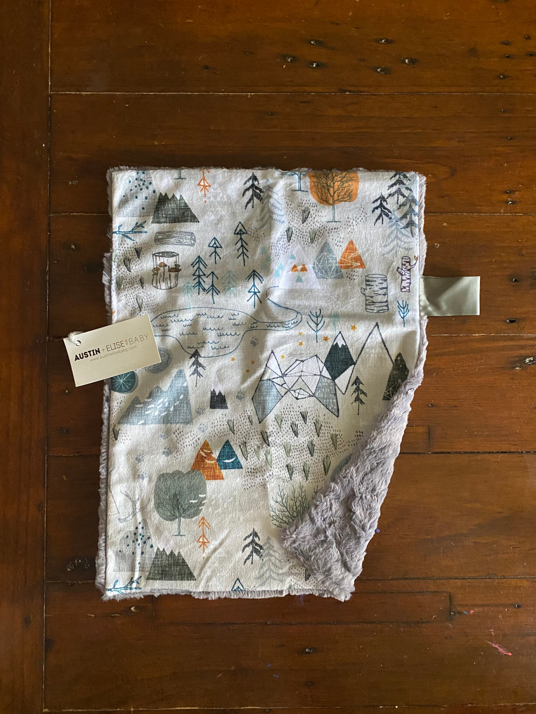 Grey “Max’s Map” Minky Blanket // Small Lovey Size