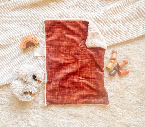 Copper Linen Minky Blanket // Small Lovey Size