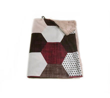 Load image into Gallery viewer, SALE // Plum Hexagon Faux Quilt Minky Blanket // Baby Blanket Size