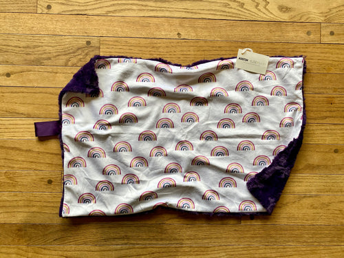 SALE // Purple Rainbows Minky Blanket // Large Lovey Size