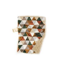 Load image into Gallery viewer, Cinammon/Copper/Olive Linen Triangles Minky Blanket // Small Lovey Size