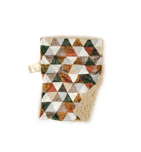 Cinammon/Copper/Olive Linen Triangles Minky Blanket // Small Lovey Size