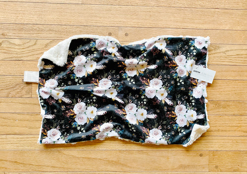 Midnight Boho Floral Minky Blanket // Large Lovey Size