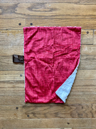 SALE // Red Linen and Cream Minky Blanket // Small Lovey Size