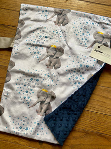 Watercolour Elephant Minky Blanket // Small Lovey Size