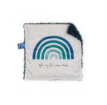 Load image into Gallery viewer, Blue “After Every Storm Comes a Rainbow” Minky Blanket // Small Lovey Size