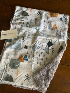 Grey “Max’s Map” Minky Blanket // Small Lovey Size